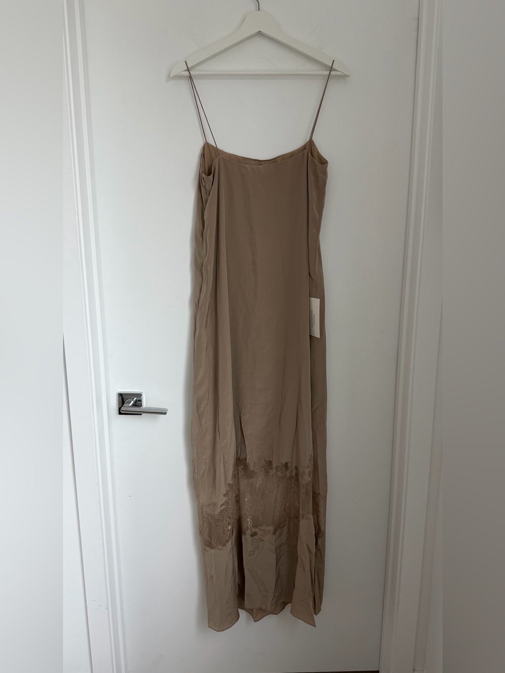 Staud NWT Medium Delfina Silk Maxi Dress Dune Nude - Picture 7 of 12